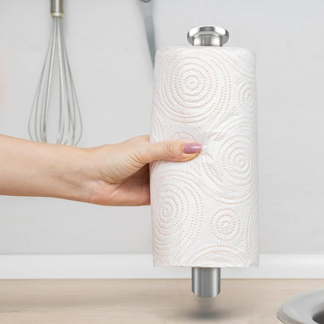 Alt view image 6 of 7 - Self Adhesive Toilet Roll Holder Wall Mounted, Tissue Handle Stainless Steel Rustproof Toilet Paper Holder for Bathroom, Kitchen, No Drilling (Silver)