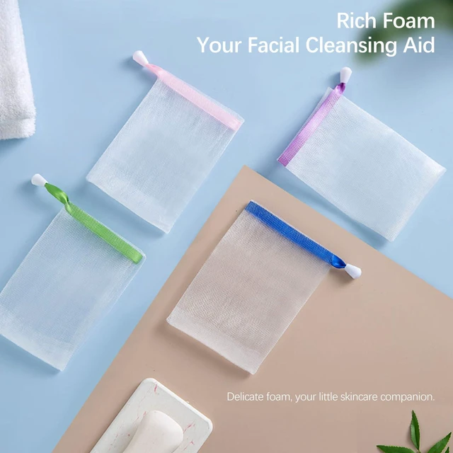 Alt view image 2 of 7 - 10 PCS Exfoliating Mesh Soap Pouch Double Layer Thicken Foam Net Soap Saver Sack Drawstring Holder Bags Bubble Mesh Bags (Multicolor)