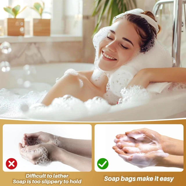Alt view image 4 of 7 - 10 Soap Bags for Soap Bars - 4"x6" Organza Mesh Soap Holder Pouches | Hanging Drawstring Shower Net Bags, Exfoliating Body Scrubber Saver Pouches for Shampoo Bars, Homemade Soap Gift Packaging