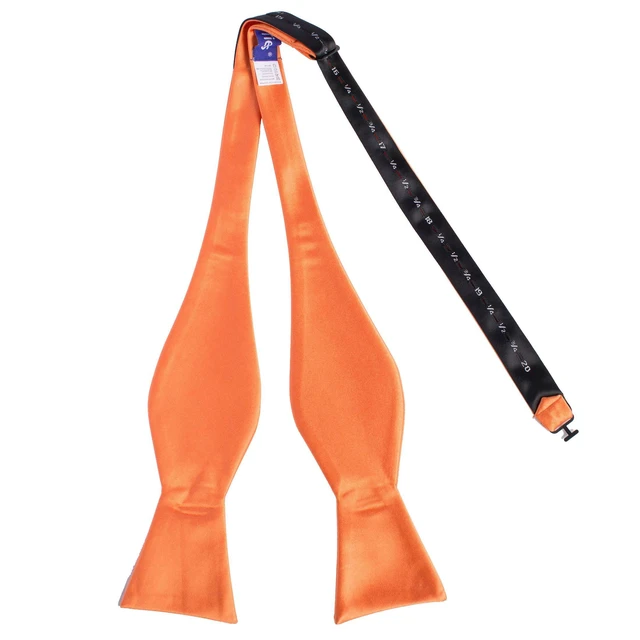 Alt view image 3 of 7 - Mens Orange Self Tied Bow Ties Tangerine Satin Wedding Bowties + Gift Box
