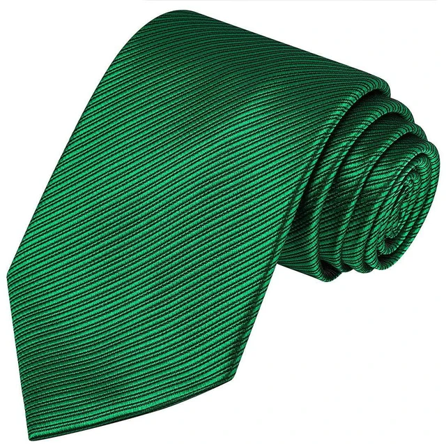Main image of Mens Green Solid Striped Necktie Classic Holiday Festive Tie + Gift Box