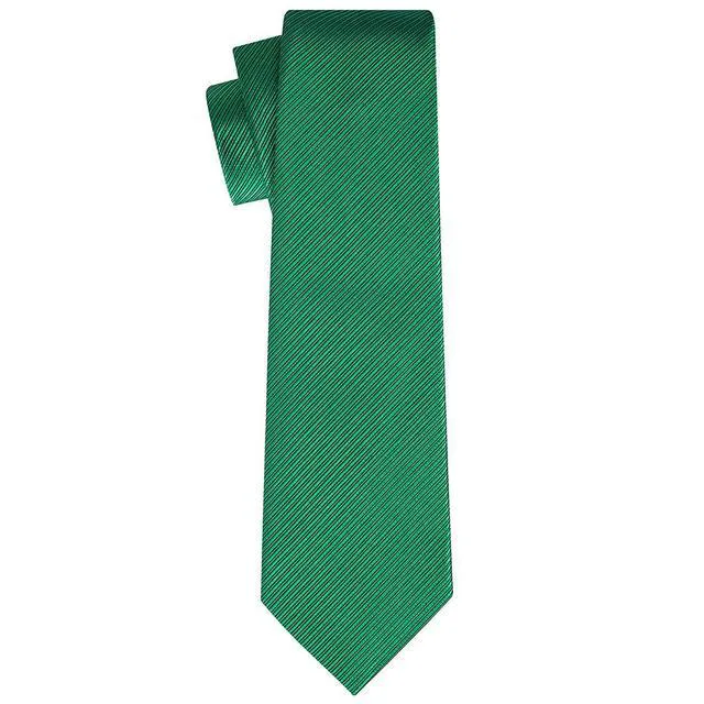 Alt view image 5 of 6 - Mens Green Solid Striped Necktie Classic Holiday Festive Tie + Gift Box
