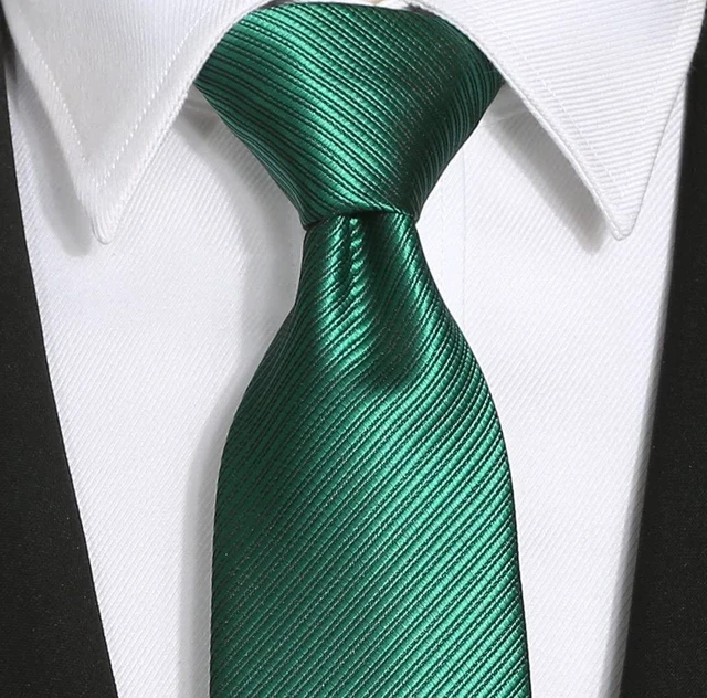 Alt view image 4 of 6 - Mens Green Solid Striped Necktie Classic Holiday Festive Tie + Gift Box