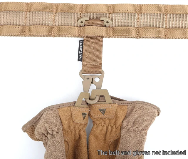 Alt view image 3 of 5 - 1pcs Coyote Brown Tactical Belt Clip, MOLLE Snap Hook Gloves Holder, Battle Belt Accessories for Gloves Keychains
