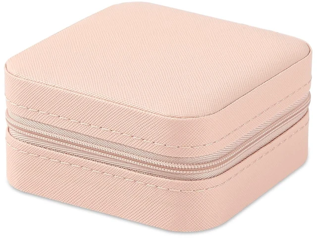 Alt view image 2 of 7 - Portable Travel Mini Jewelry Box Leather Jewellery Ring Organizer Case Storage Gift Box Girls Women (pink).
