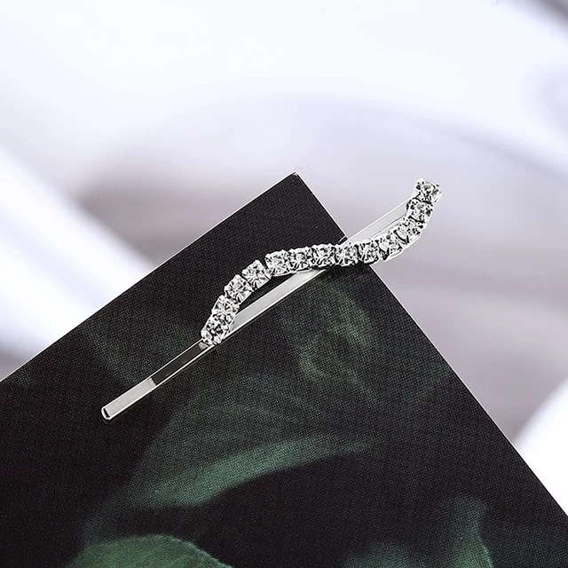 Alt view image 3 of 7 - 6 Pieces Rhinestone Bobby Pins Silver Metal Hair Clips Crystal Hair Pins Slim Diamante Rhinestone Bobby Pin for Lady Women Girls