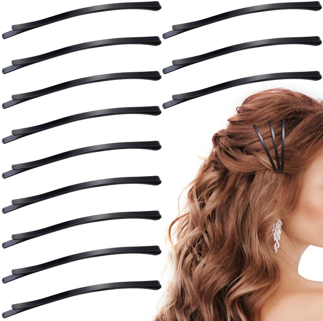 Main image of 12pcs Jumbo Bobby Pins, Metal Curved Hair Pins for Women, Non-Slip Hair Clips Accessories for Thick Thin Fine Curly Straight Long Short Hairstyles- Black