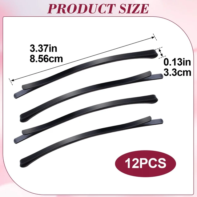 Alt view image 2 of 7 - 12pcs Jumbo Bobby Pins, Metal Curved Hair Pins for Women, Non-Slip Hair Clips Accessories for Thick Thin Fine Curly Straight Long Short Hairstyles- Black