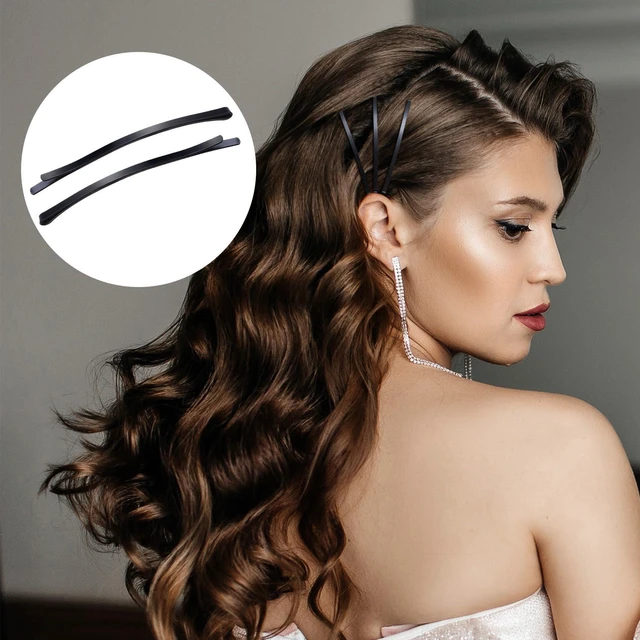 Alt view image 6 of 7 - 12pcs Jumbo Bobby Pins, Metal Curved Hair Pins for Women, Non-Slip Hair Clips Accessories for Thick Thin Fine Curly Straight Long Short Hairstyles- Black