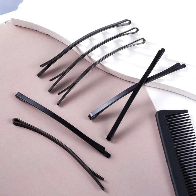 Alt view image 7 of 7 - 12pcs Jumbo Bobby Pins, Metal Curved Hair Pins for Women, Non-Slip Hair Clips Accessories for Thick Thin Fine Curly Straight Long Short Hairstyles- Black