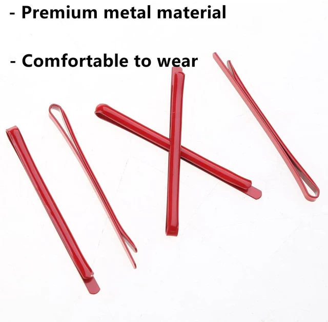 Alt view image 3 of 7 - Bangs Bobby Pins for Hair, 20 Pcs Metal Hair Side Clips Non Slip Cosplay Hair Clips Decorative Hair Barrettes Hair Barrettes, Red