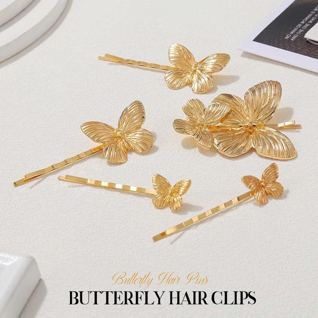 Alt view image 2 of 7 - BARTOSI Butterfly Hair Clips Gold Hair Pins Wedding Hair Accessories Women | Butterfly Hair Pins Bridal Decorative Hair Clip Gold Hair Accessories for Brides (Pack of 5)