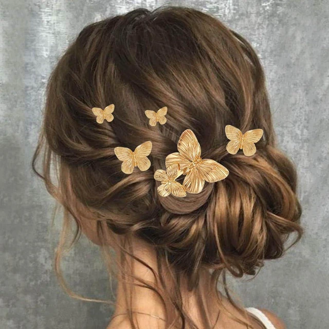 Alt view image 3 of 7 - BARTOSI Butterfly Hair Clips Gold Hair Pins Wedding Hair Accessories Women | Butterfly Hair Pins Bridal Decorative Hair Clip Gold Hair Accessories for Brides (Pack of 5)