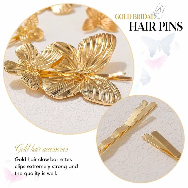 Alt view image 4 of 7 - BARTOSI Butterfly Hair Clips Gold Hair Pins Wedding Hair Accessories Women | Butterfly Hair Pins Bridal Decorative Hair Clip Gold Hair Accessories for Brides (Pack of 5)