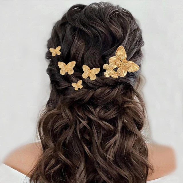 Alt view image 5 of 7 - BARTOSI Butterfly Hair Clips Gold Hair Pins Wedding Hair Accessories Women | Butterfly Hair Pins Bridal Decorative Hair Clip Gold Hair Accessories for Brides (Pack of 5)