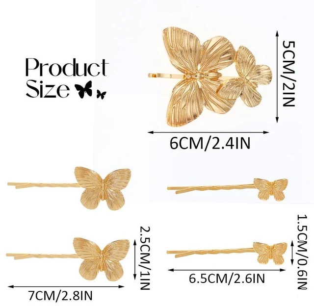 Alt view image 6 of 7 - BARTOSI Butterfly Hair Clips Gold Hair Pins Wedding Hair Accessories Women | Butterfly Hair Pins Bridal Decorative Hair Clip Gold Hair Accessories for Brides (Pack of 5)
