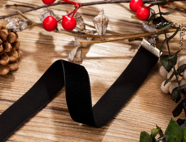 Alt view image 6 of 7 - Gothic Black Velvet Choker Necklace for Women & Teen Girls | Adjustable wide black velvet choker with extender, Halloween, Valentines Day, birthday, gothic party or cosplay jewelry.