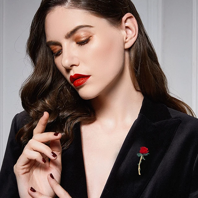 Alt view image 2 of 7 - Rose Floral Brooch Pin Gold Plated Flower Decorative Garment Dress Jewelry for Women Cocktail Party Accessory Brooches Pin (A)