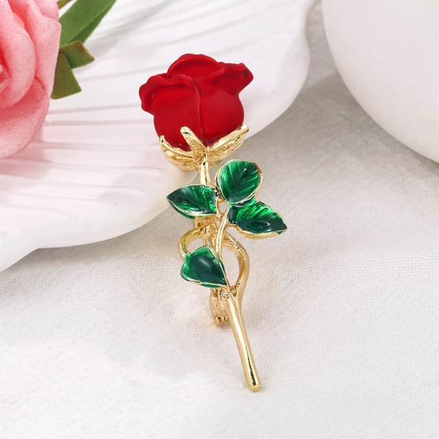 Alt view image 5 of 7 - Rose Floral Brooch Pin Gold Plated Flower Decorative Garment Dress Jewelry for Women Cocktail Party Accessory Brooches Pin (A)