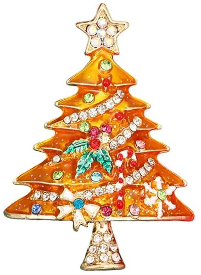 Main image of Rhinestone Christmas Tree Brooch for Women Xmas Crystal Sparkling Lapel Pins Enamel Classic Retro Clothing Accessories Holiday Party Wedding Birthday Jewelry Gift-D