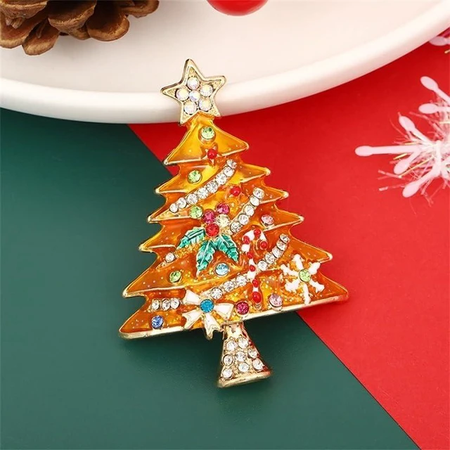 Alt view image 2 of 3 - Rhinestone Christmas Tree Brooch for Women Xmas Crystal Sparkling Lapel Pins Enamel Classic Retro Clothing Accessories Holiday Party Wedding Birthday Jewelry Gift-D