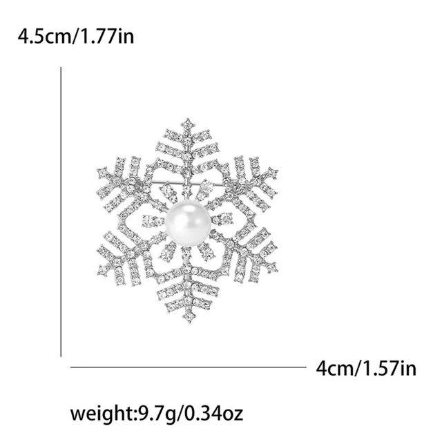 Alt view image 6 of 6 - coadipress Snowflake Brooch Pin for Women Elegant Rhinestone CZ Winter Flower Lapel Pins Dainty Snowflake Pearl Brooches Austrian Crystal Christmas Corsage Badge Dress Accessories (Silver 1 Pearl)