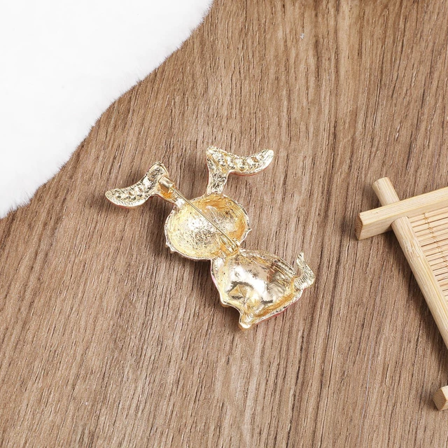 Alt view image 7 of 7 - Rhinestone Rabbit Brooch for Women Pink Bunny Brooches Plated Crystal Animal Lapel Pins Dainty Cute Cartoon Brooch Pin Easter Jewelry Gift for Teacher Dress Holiday Graduation Accessories