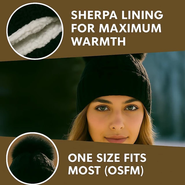 Alt view image 2 of 4 - Heat Women's Sherpa-Lined Beanie and Skull Cap, Hairy Yarned Cuffed Hat, Warm Winter Hat, One Size Fits Most - Navy