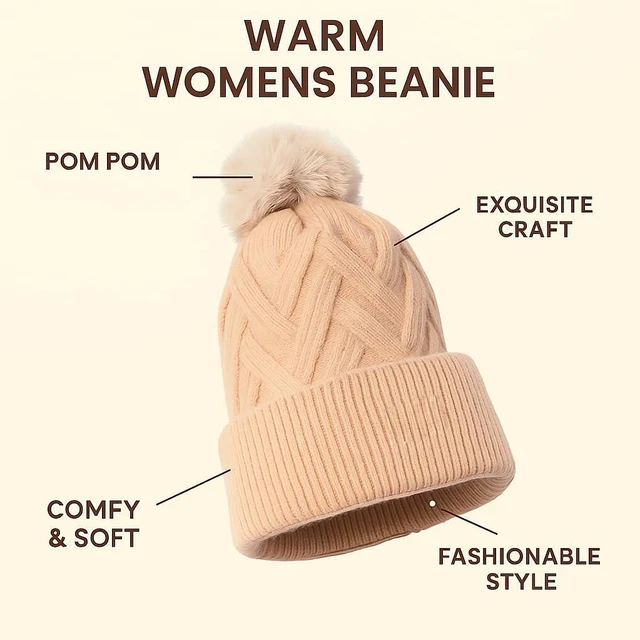 Alt view image 4 of 4 - Heat Women's Sherpa-Lined Beanie and Skull Cap, Hairy Yarned Cuffed Hat, Warm Winter Hat, One Size Fits Most - Navy