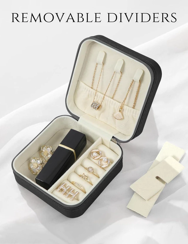 Alt view image 2 of 7 - Travel Jewelry Case, Travel Jewelry Box, Mini Jewelry Travel Case, Jewelry Organizer Case, Portable Small Jewelry Organizer Storage Boxes - Best Gift for Women Girls.