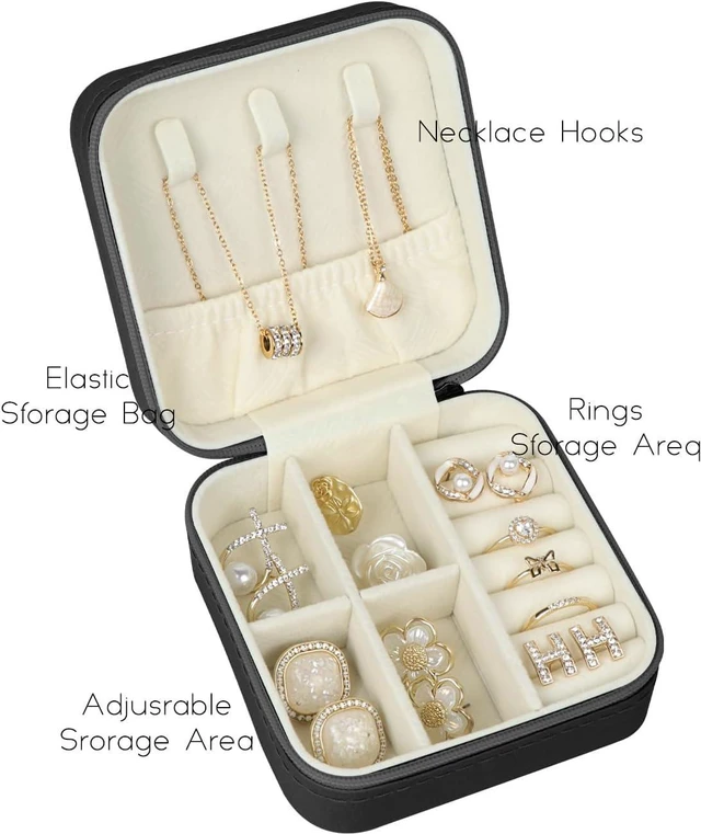 Alt view image 4 of 7 - Travel Jewelry Case, Travel Jewelry Box, Mini Jewelry Travel Case, Jewelry Organizer Case, Portable Small Jewelry Organizer Storage Boxes - Best Gift for Women Girls.