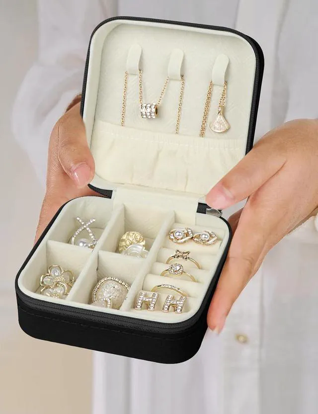 Alt view image 6 of 7 - Travel Jewelry Case, Travel Jewelry Box, Mini Jewelry Travel Case, Jewelry Organizer Case, Portable Small Jewelry Organizer Storage Boxes - Best Gift for Women Girls.