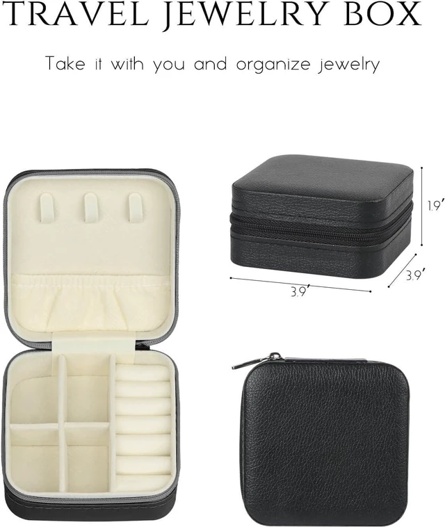 Alt view image 5 of 7 - Travel Jewelry Case, Travel Jewelry Box, Mini Jewelry Travel Case, Jewelry Organizer Case, Portable Small Jewelry Organizer Storage Boxes - Best Gift for Women Girls.