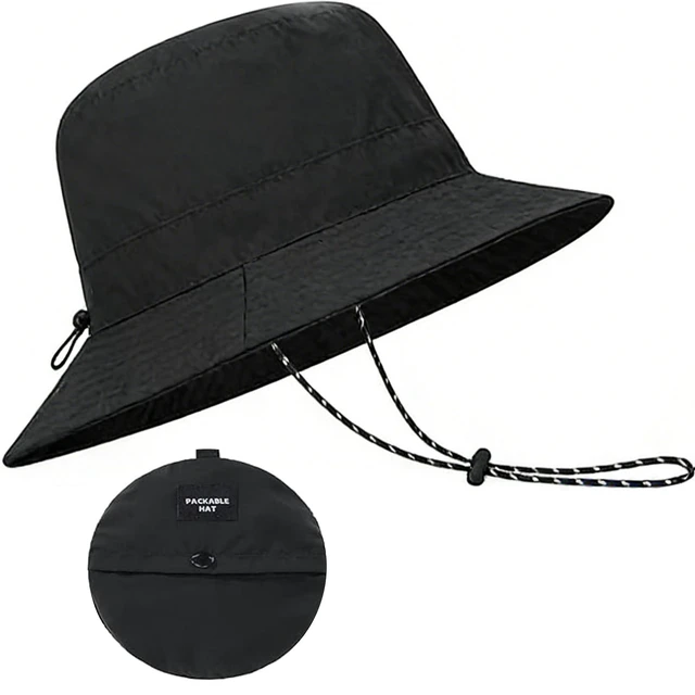 Alt view image 6 of 7 - CLeemuziN Women Quick Dry Packable Fishing Hat Summer Outdoor Lightweight Hiking Sun Hat with Detachable Chin Strap Medium Black