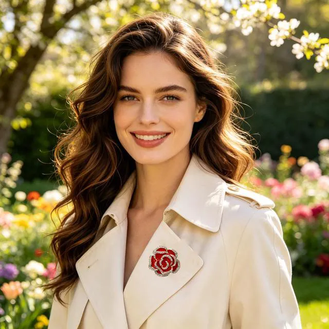 Alt view image 2 of 6 - Seakuur Camellia Brooch Rose Pin Rhinestone Crystal Lapel Enamel Elegant Vintage Corsage for Women Suit Dress Scarf Wedding Party Jewelry (Red)