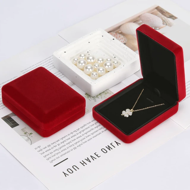 Alt view image 6 of 7 - 2 Pcs Jewelry Necklace Pendant Gift Box for Women (Red) | Metal Velvet, Jewelry Holder Case, for Proposal Mother's Day Birthday Anniversary