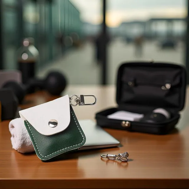 Alt view image 2 of 7 - 1Pc Black Leather Ring Holder Keychain for Gym, Portable Jewelry Travel Ring Keeper Case for Wedding ring and Necklaces Jewelry Boxes Organizers