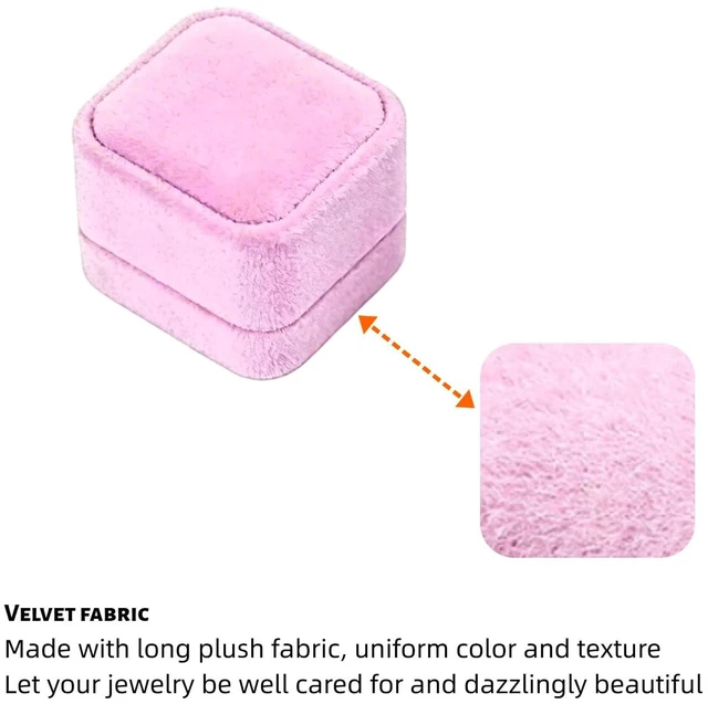 Alt view image 3 of 7 - 2 Pack Velvet Ring Boxes, Earring Pendant Storage Case, Ring Earrings Gift Box, Accessories Display, for Proposal, Engagement, Wedding (Pink)