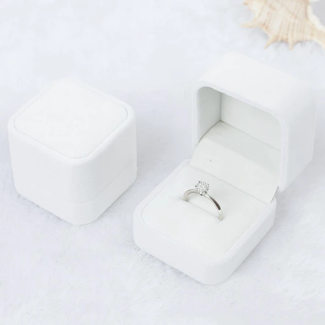 Alt view image 2 of 7 - Niche-Finds Premium Velvet Ring Box White Gift Jewelry Box, Compact Jewelry Storage for Rings & Small Jewelry