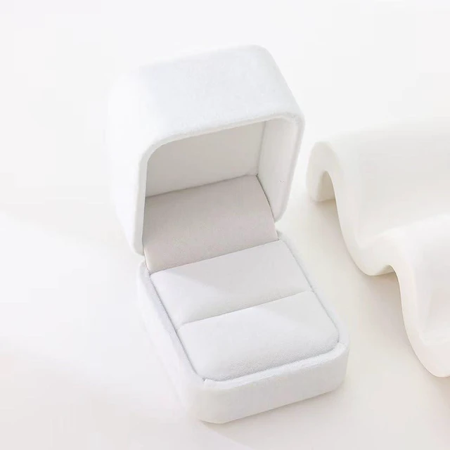 Alt view image 7 of 7 - Niche-Finds Premium Velvet Ring Box White Gift Jewelry Box, Compact Jewelry Storage for Rings & Small Jewelry