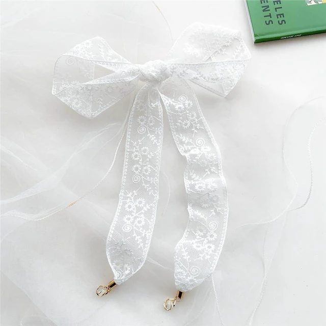 Alt view image 6 of 7 - GERINLY White Lace Scarf Ribbon Neckerchief Thin Boho Lace Waist Belt Bridal Neck Scarfs Headband Embroidery (Y-White)