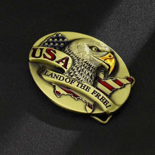 Alt view image 2 of 5 - USA 250th Anniversary Western Patriotic Eagle Belt Buckle, Bronze | Durable zinc alloy, fits 1.5in leather belts, versatile western belt buckle, for rodeo, casual and formal outfits