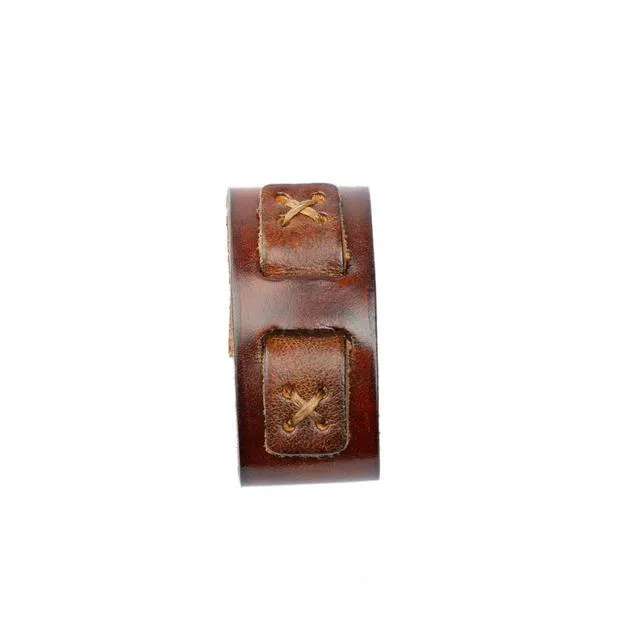 Alt view image 2 of 7 - XIYYOUC 1.5"(38mm-40mm) Belt Loop Keeper Men Belt Buckle Accessories Brown | Hand Sewn Double Buckle Cross Pattern 100% Full Grain Pure Cowhide Leather Belt Buckle Accessories Replacement belt loop