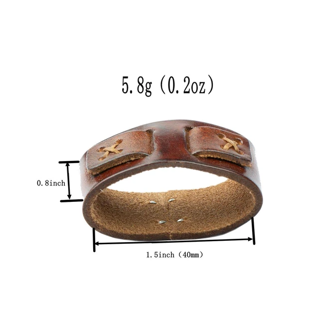 Alt view image 3 of 7 - XIYYOUC 1.5"(38mm-40mm) Belt Loop Keeper Men Belt Buckle Accessories Brown | Hand Sewn Double Buckle Cross Pattern 100% Full Grain Pure Cowhide Leather Belt Buckle Accessories Replacement belt loop
