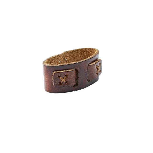 Alt view image 4 of 7 - XIYYOUC 1.5"(38mm-40mm) Belt Loop Keeper Men Belt Buckle Accessories Brown | Hand Sewn Double Buckle Cross Pattern 100% Full Grain Pure Cowhide Leather Belt Buckle Accessories Replacement belt loop
