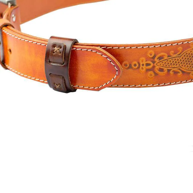 Alt view image 5 of 7 - XIYYOUC 1.5"(38mm-40mm) Belt Loop Keeper Men Belt Buckle Accessories Brown | Hand Sewn Double Buckle Cross Pattern 100% Full Grain Pure Cowhide Leather Belt Buckle Accessories Replacement belt loop