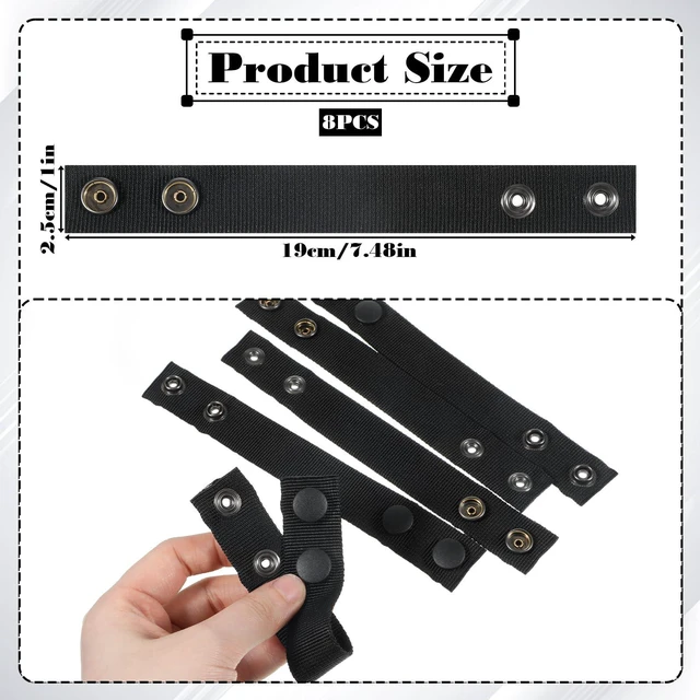 Alt view image 2 of 7 - 8 Pcs Duty Belt Keepers, Nylon Belt Loop Keeper for 2" Wide Utility Belts, Anti-Sag Wear-Resistant (Black, 7.48 x 1 in)