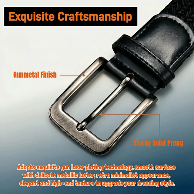 Alt view image 3 of 7 - Men's Needle Pin Belt Buckle Replacement, Zinc Alloy, Gunmetal Finish, Single Prong Square, 1.5 Inch, for Casual and Dress Belts