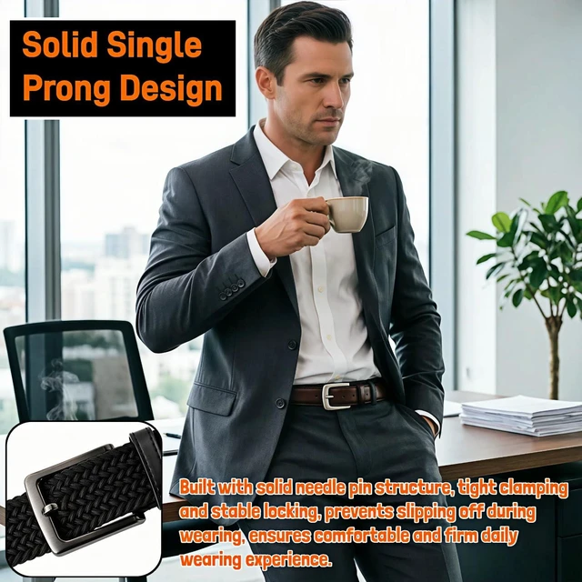 Alt view image 6 of 7 - Men's Needle Pin Belt Buckle Replacement, Zinc Alloy, Gunmetal Finish, Single Prong Square, 1.5 Inch, for Casual and Dress Belts