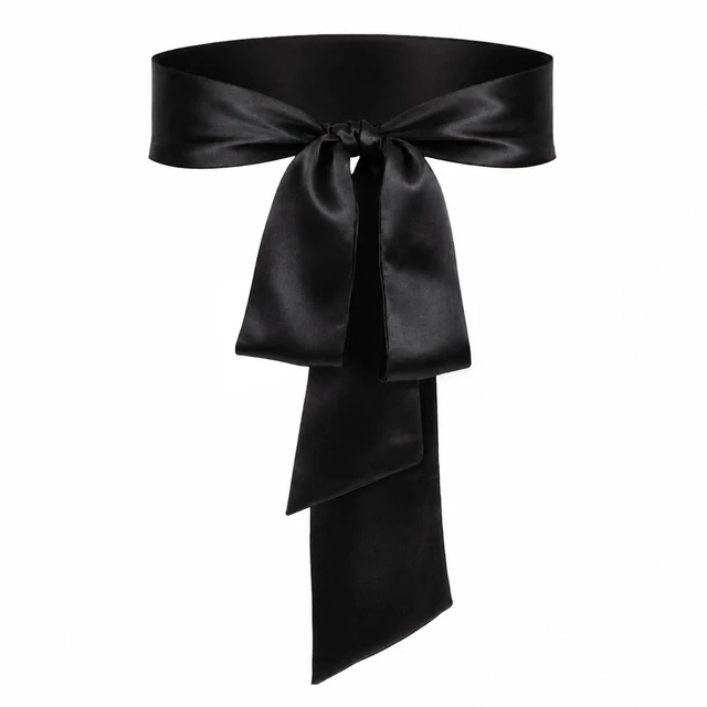Main image of Black Sash Satin Belt, Long Wide Dress Bridal Sash, Self-tie Bow for Wedding Special Occasion(4 x 98.4inch)